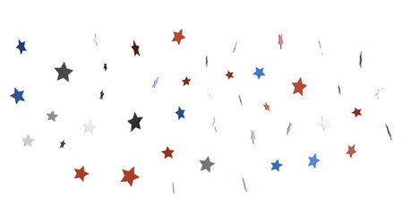 Stars - festive pattern with flying, falling red, blue, white stars in colors of the United States' flag