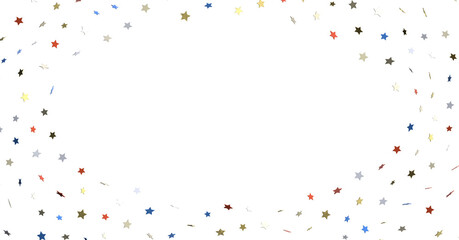 Stars - festive pattern with flying, falling red, blue, white stars in colors of the United States' flag