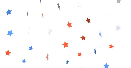 Fototapeta na wymiar USA banner mockup with confetti stars in American national colors. USA Presidents Day, American Labor day, Memorial Day, US election concept.