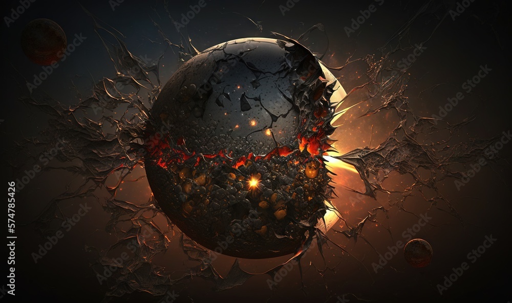 Aufkleber a black ball with a hole in the middle of it with a red light coming out of the middle of it and a h