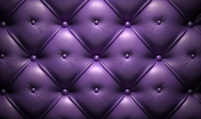  a purple leather upholstered wall with buttons and rivets on the back of it, with a black background and a white spot in the middle.  generative ai