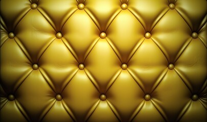  a gold leather upholstered background with rivets and rivets in the middle of the quilted upholstered upholster.  generative ai