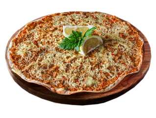 Lahmajjo with cheese and meat on a transparent background