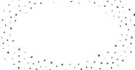 Fototapeta premium Festive background with confetti in the shape of stars in the color of the American flag.