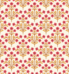 Abstract retro floral seamless pattern. Vector vintage flower art deco texture. Geometric minimalist background.