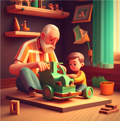 father and son playing together - artificial intelligence