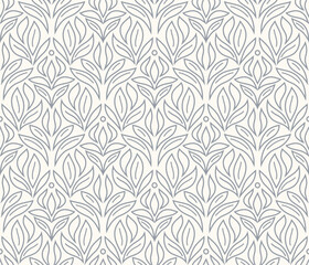 Modern floral art deco seamless pattern. Vector damask illustration with leaves. Decorative botanical background.