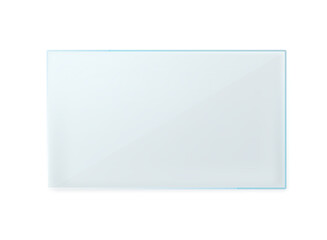Rectangle glass surface, transparent realistic plate  made of glass.  Acrylic or plastic textured translucent frame. Png
