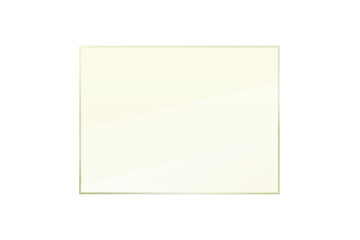 Rectangle yellow glass surface, transparent realistic plate  made of glass.  Acrylic or plastic textured translucent frame. Png