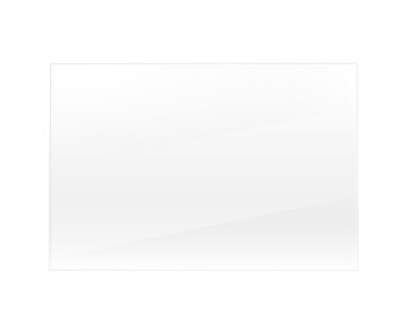 Rectangle glass surface, transparent realistic plate  made of glass.  Acrylic or plastic textured translucent frame. Png