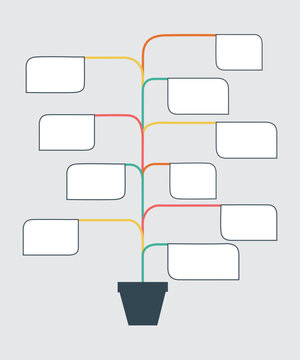 Vertical timeline infographic with branch leaves vector isolated on grey background