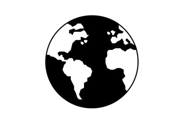 Earth symbol. Black and white vector icon on a white background. Globe icon.