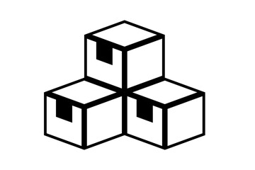 Delivery packages sign icon on a white background. Symbol of a pile of delivery boxes. Vector.