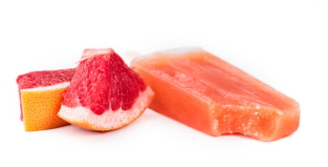 Grapefruit Popsicles on transparent (background, selective focus)