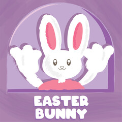 Happy easter poster with isolated easter bunny Vector