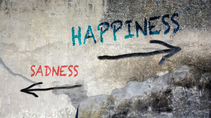 Street Sign Happiness versus Sadness
