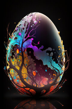 Faberge-style 3D Easter Egg with Intricate Abstract Pattern - Generative Ai