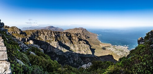 Fototapeta na wymiar View from Table Mountain (Cape Town, South Africa) at a sunny day