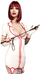 Dominant Woman in Latex Nurse Uniform