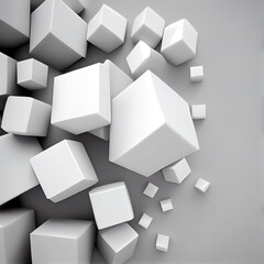 white cubes abtract design minimalistic backdrop background wallpaper 3d render. ai generated