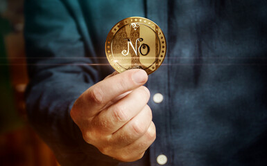 Plakat Yes or No random choice golden coin 3d illustration