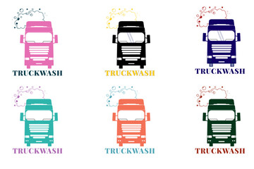 Set of truck wash icons colors isolated on white background. vector illustration.