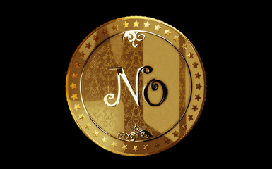 Naklejka na ściany i meble Yes or No random choice golden coin 3d illustration