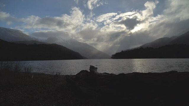 sunrise over scenic Lake lago Steffen in Patagonia.