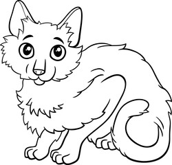 cartoon cute fluffy cat animal character coloring page