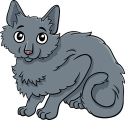 cartoon fluffy gray cat comic animal character