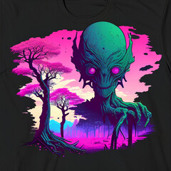 Alien t shirt logo design 
