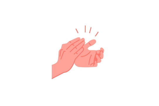 Hands clapping. Applaud hands vector illustration. A demonstration of approval. Expressing a favourable opinion. Standing ovation, enthusiastic recognition. Saying thank you to healthcare workers.