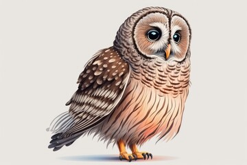 Fototapeta premium Visualization of a tranquil Barred Owls are big, stout owls that don't have ear tufts and have rounded, medium length tails. Generative AI