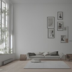 Classic interior mockup blank wall 3d render - generative ai