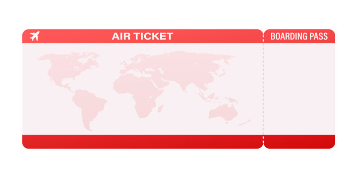 Airline tickets or boarding pass inside of special service envelope. Vector stock illustration.