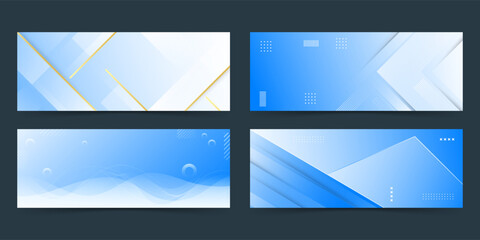 banner background. colorful, geometric blue and white effect gradation set collection