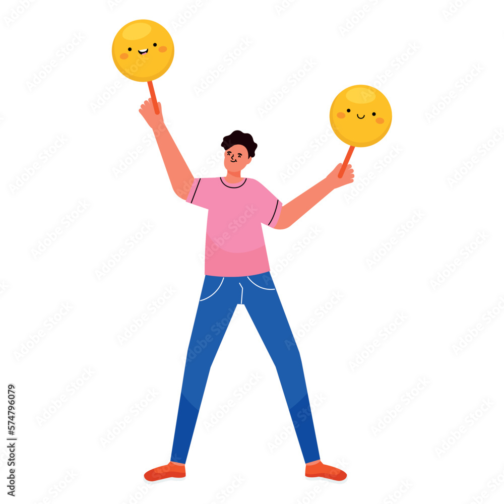 Sticker man lifting emojis