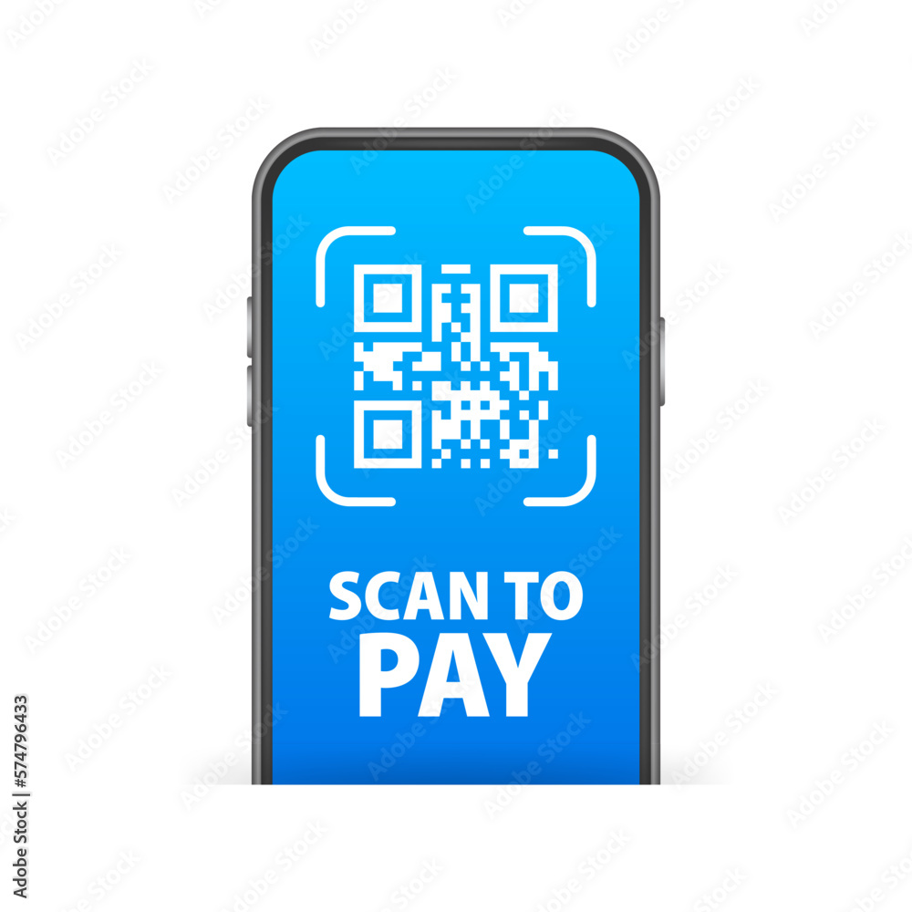 Poster qr code payment. scan to pay. qr code scan to smartphone.