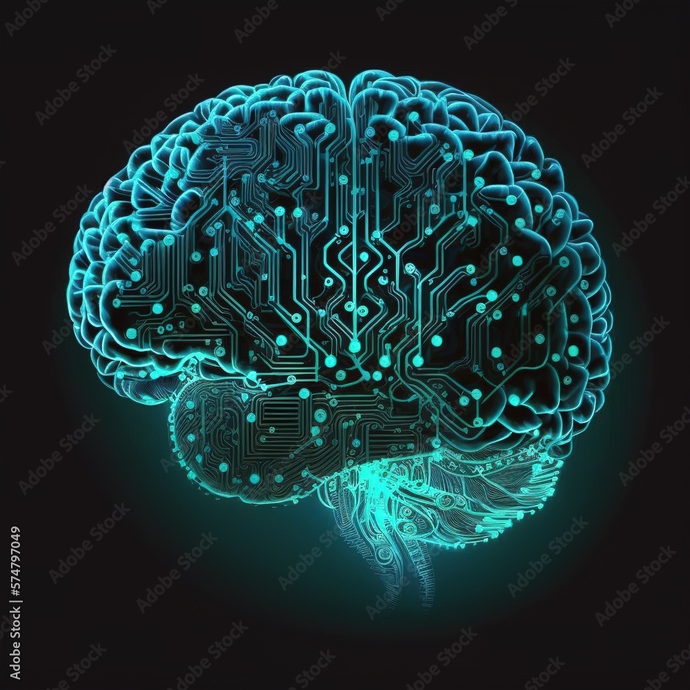 Poster abstract human brain. artificial intelligence technology. science background ,generative ai