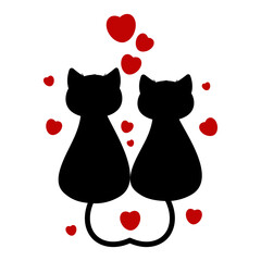 Ilustración vectorial del día de san Valentín. Pareja de lindos gatos. Clip art 300 dpi