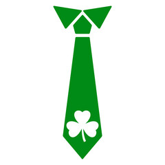 Día de San Patricio. Logo aislado con corbata con silueta de shamrock de 3 hojas