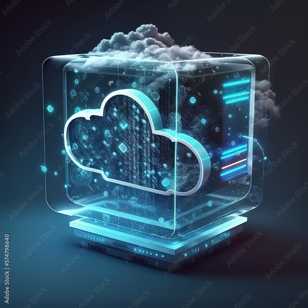 Poster cloud computing with copy space for transferring data and downloading applications. transformation o