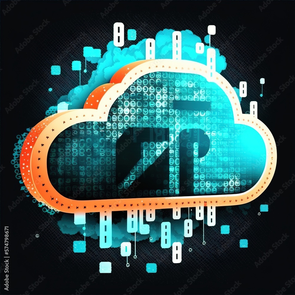 Poster cloud network solution digital background. cyber security and cloud technology concept, generative a