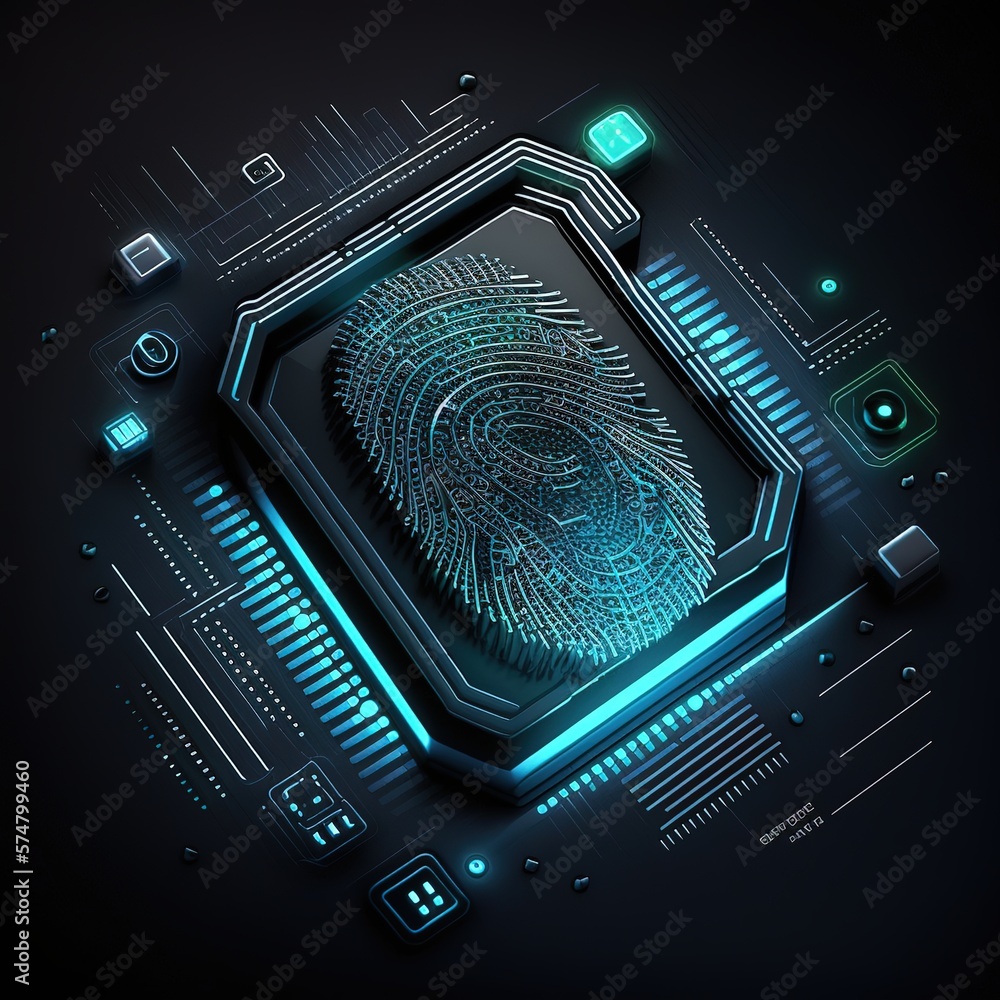 Poster fingerprint scanning technology. fingerprint to identify personal, security system concept, generati