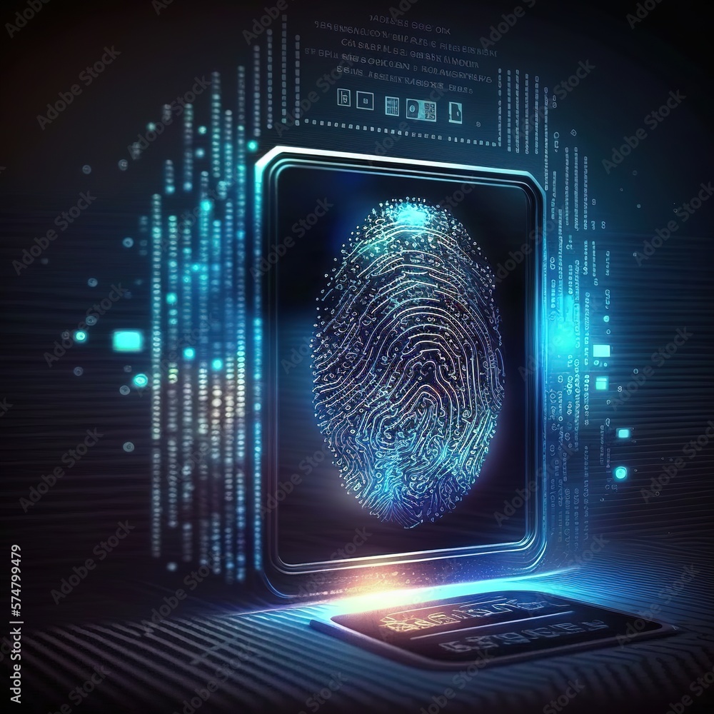 Poster fingerprint scanning technology. fingerprint to identify personal, security system concept, generati
