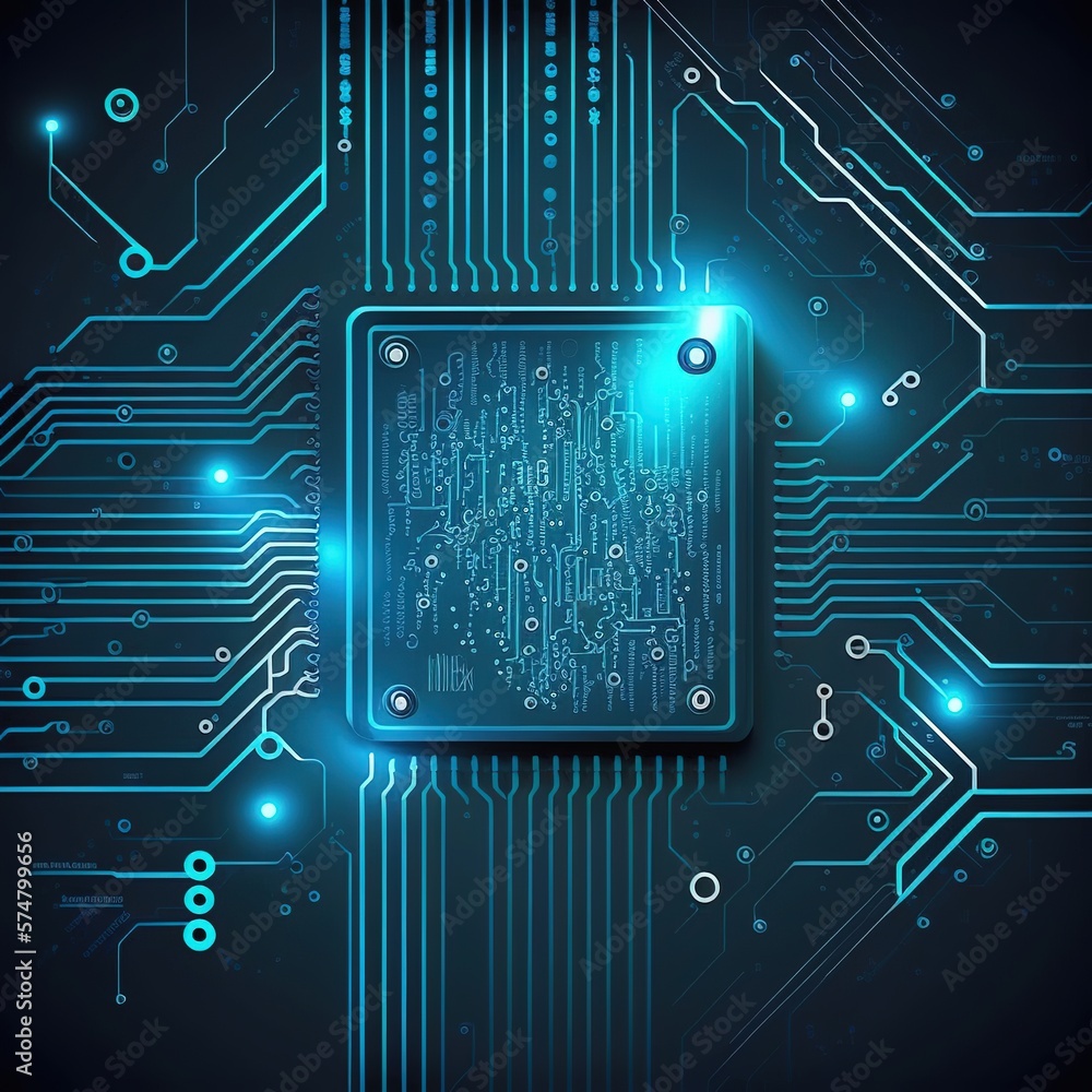 Poster futuristic blue circuit board background. modern technology circuit board texture background design.