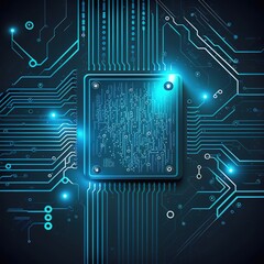 Futuristic blue circuit board background. Modern technology circuit board texture background design. Waves flow. Quantum explosion technology,generative ai