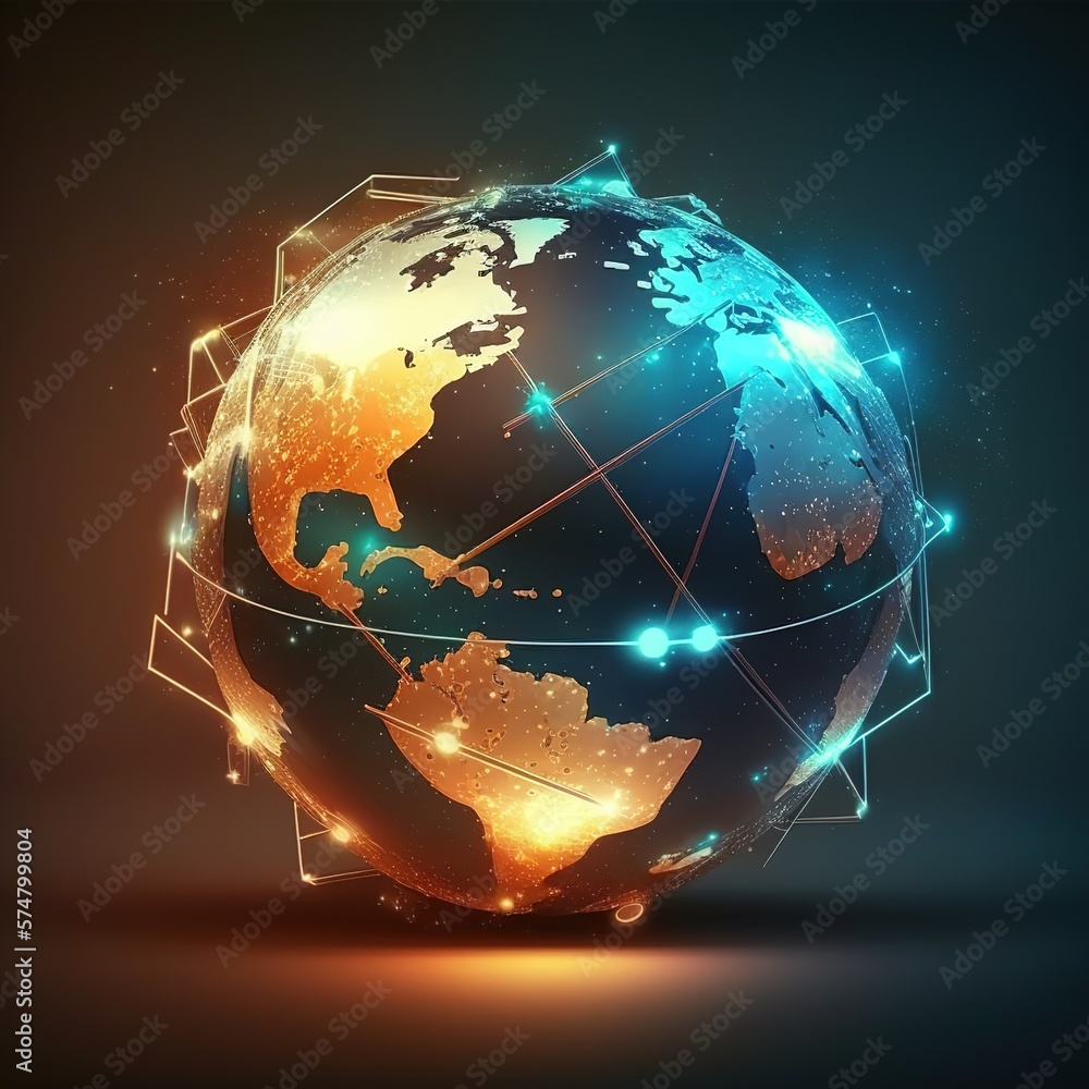 Poster technology smart city with network communication internet of thing. internet concept of global busin