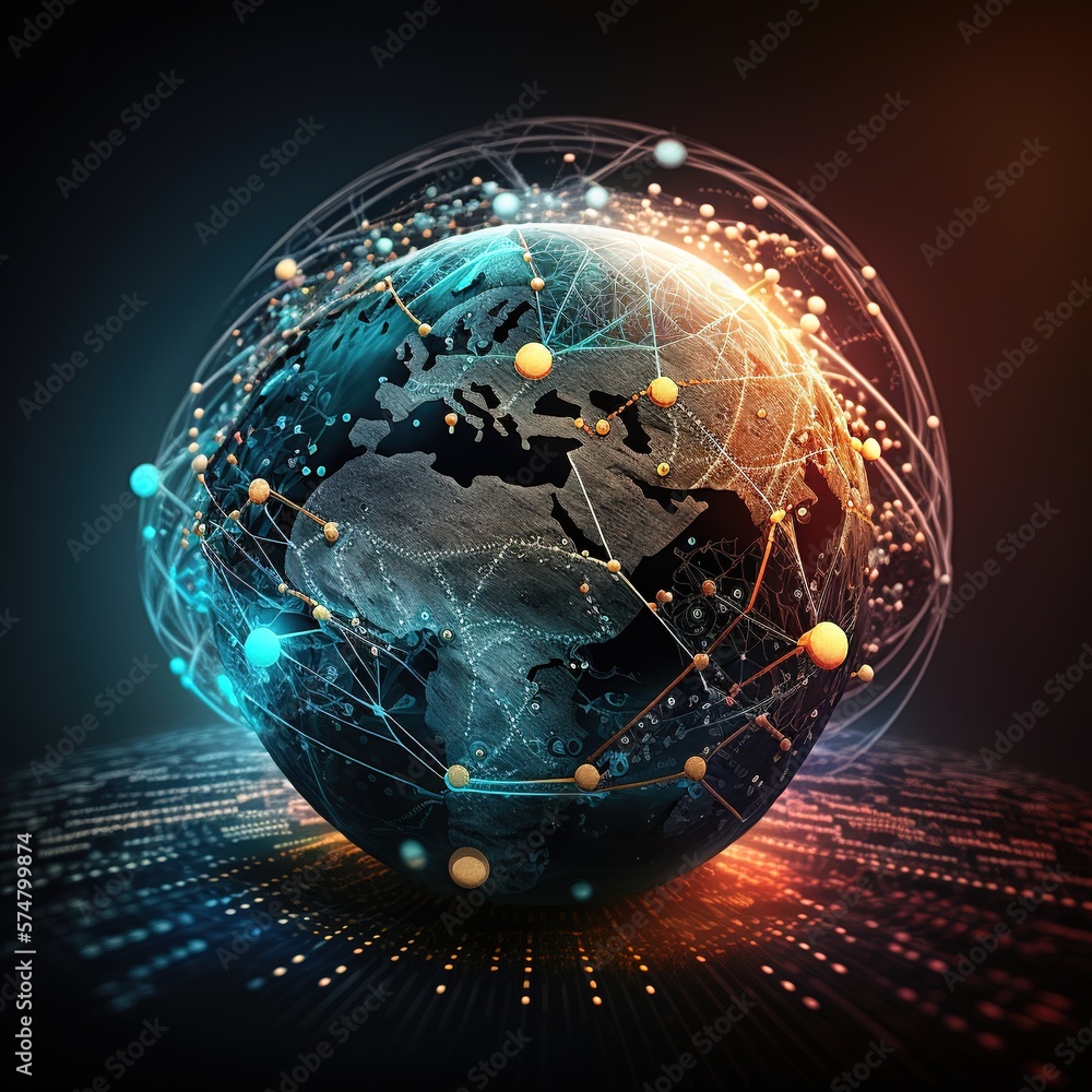 Poster technology smart city with network communication internet of thing. internet concept of global busin