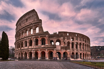 Fototapeta na wymiar The Colosseum (Colosseo, Anfiteatro Flavio) in Rome, Italy 